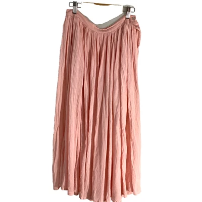 Y2K ESPIRIT ЖЕНЩИН 11/12 ХЛОПОК ГОФРИРОВАННЫЙ MIDI ЮБКА ПЕРСИКОВЫЙ СВЕТЛЫЙ ЦВЕТ - Изображение 1 из 4