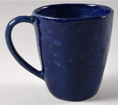 Pair Of Crate & Barrel Baltic Mugs Indigo Blue Free Form 4.5” H - Image 1 of 4