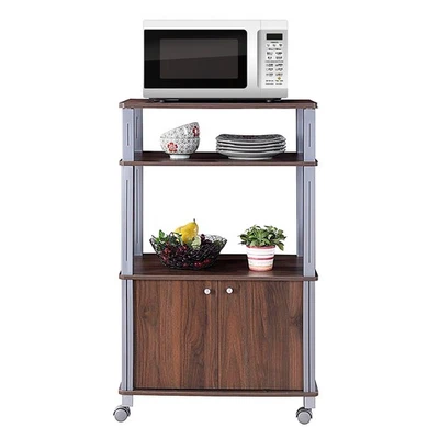 3-Tier Trolley Microwave Oven Stand W/ Rolling Cart Kitchen House Use  Walnut - Image 1 of 4
