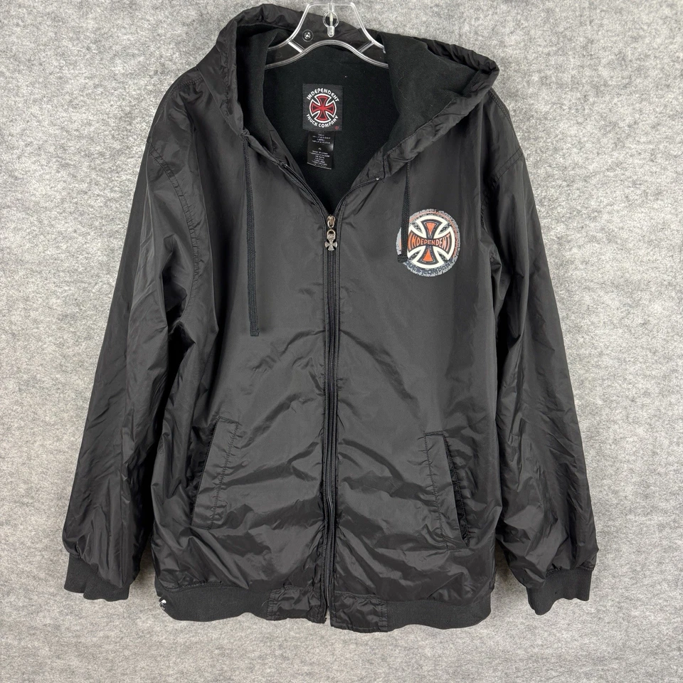 Chaqueta cortavientos Independent Truck Company XL negra capucha patinador Y2K Foto 1 de 4
