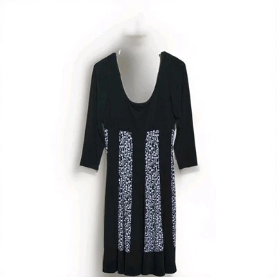 Maggy L Dress Womens Size 12 Black & White Abstract Print Knee Length - Image 1 of 4