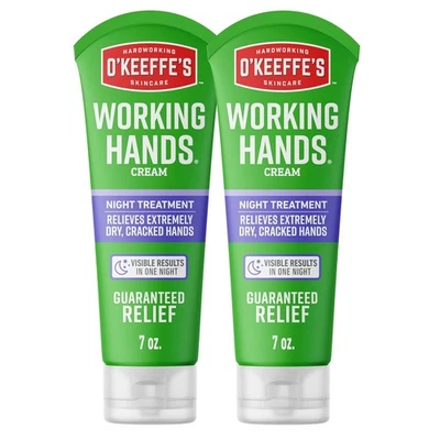 Crema de manos tratamiento nocturno O'Keeffe's Working Hands 7 oz paquete de 2 sequedad extrema Foto 1 de 4