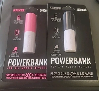 Juego de 2 baterías Kelvek Powerbank rosa y negro Foto 1 de 4