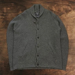 Vintage Woolrich Sweater Cardigan Large Felted Lambswool Knit Fisherman Grandpa - Picture 1 of 7