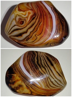 Piedra de palma pulida Sardonyx natural 142 g calcedonia ágata con bandas marrones y blancas Foto 1 de 4