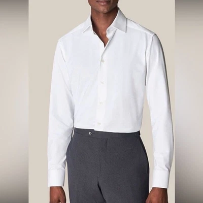 Eton 白色修身长袖展领工作礼服衬衫男式 41/16 码 — 第 1/4 张图片