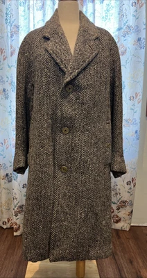 Abrigo largo vintage de tweed tejido a mano irlandés Burberrys hecho en Inglaterra años 50 RARO Foto 1 de 4