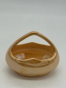 Czechoslovakian Peach Luster Ware Wedding Basket Glossy Iridescent Finish VTG - Picture 1 of 5