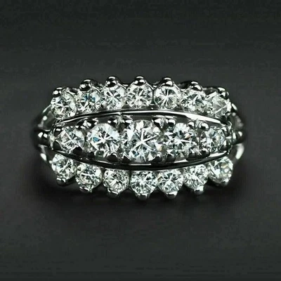 2Ct Round Cut Lab Created Diamond Women's Wedding Ring 14K White Gold Plated. - Image 1 of 4