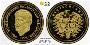 1995 Gold Germany Richard Von Weizsacker PCGS SP68 - Picture 1 of 1