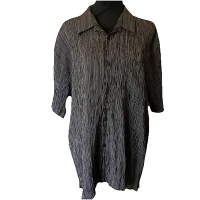 VTG John Henry Textured Short Sleeve Striped Button Up Shirt LG Pocket Men’s 90s - Image 1 of 4