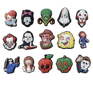 15pc Horror Movie Shoe Charms Scary Movie Accessories Fits Crocs Shoes Wristband - Picture 1 of 1