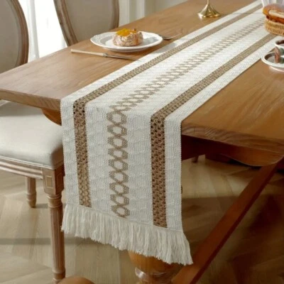 Schöner Tischläufer Boho Tischdecke mit Fransen 29 x  300 cm - Bild 1 von 4