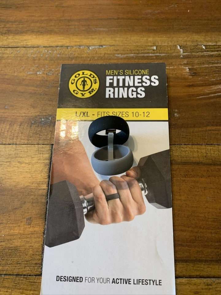Golds Gym Fitness Silicone Rings Black Grey 2pk Mens Size L/xl 10-12