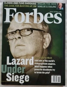 VINTAGE FORBES MAGAZINE 4 SEPT 2000 MICHEL DAVID-WEILL COVER, LAZARD UNDER SIEGE - Picture 1 of 2