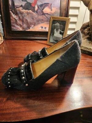 Franco Sarto Mujer Tela Volquete Punta Cerrada Clásico Gris Franela 10M Y2K Foto 1 de 4