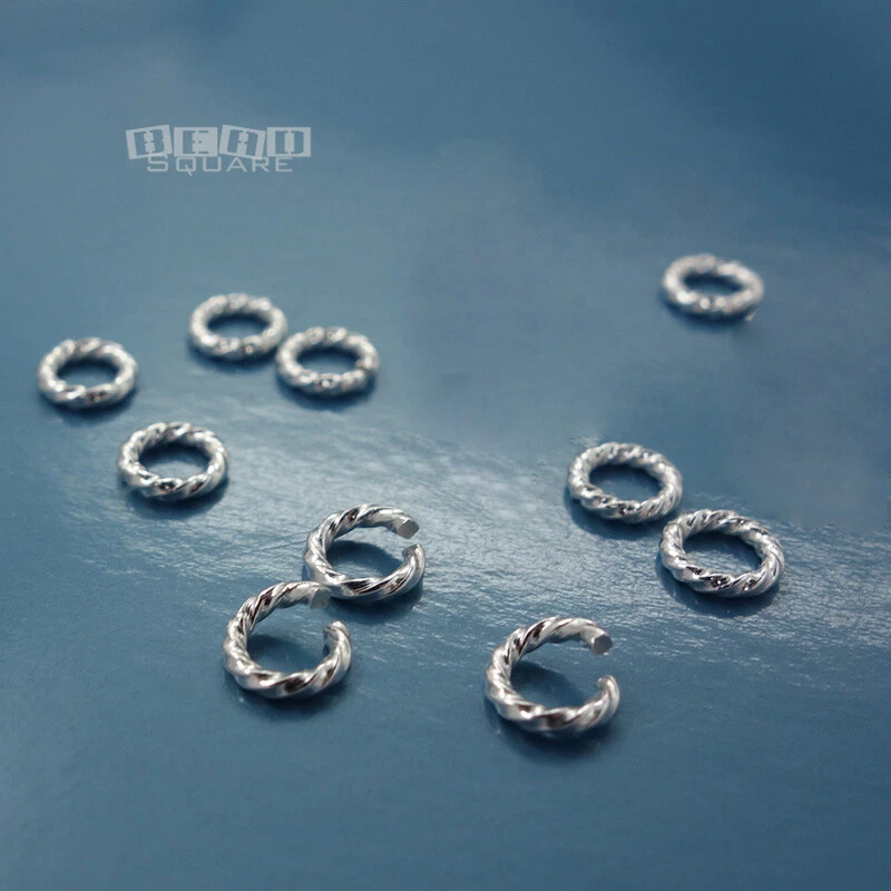 10 conectores de anillo de salto abierto de cuerda trenzada de plata esterlina maciza [elige el tamaño] Foto 1 de 1