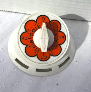 Vintage 60er Jahre MARK TIME Küchentimer orange Gänseblümchen Blume funktioniert - Bild 1 von 1