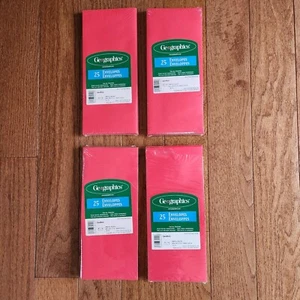 4 pks Geographics Red Holiday Envelopes 25 each pack 100 total #10 Business NIP - Picture 1 of 5