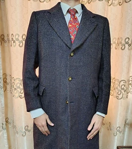 1950s vintage handtailored bespoke classic all worsted Suit over coat 36R 40R - Picture 1 of 8