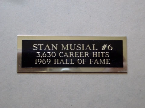 Stan Musial Baseball Card Plaque or Ball Cube Nameplate 1" X 3" Cover