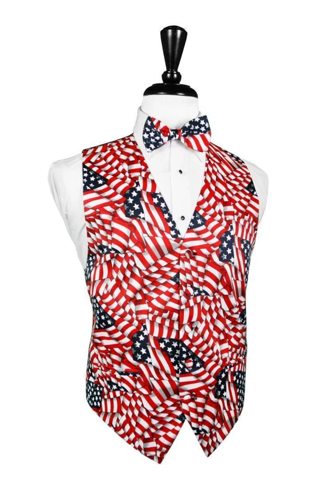 Patriotic Stars and Stripes Tuxedo Vest and Bowtie - Image 1 of 1