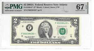 2003A* Atlanta Star $2 FRN F* Block PMG 67 EPQ Superb Gem Unc. (320,000 printed) - Picture 1 of 2