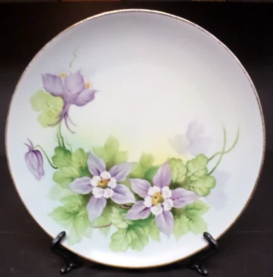 Plato Floral Vintage Pintado a Mano Noritake Japón Marca Verde China Púrpura Floral Foto 1 de 4
