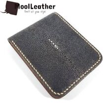 Men's Wallet Full Cowhide & Genuine Stingray Hand Sewn Black Color