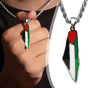 Palestine Flag Map Necklace Pendants With 60cm Chain Palestinian -丨UK - Picture 1 of 22
