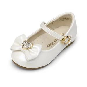 Dream Pairs Kids Girls Bowknot Mary Jane Flat Shoes Princess Wedding Dress Shoes - Picture 1 of 37