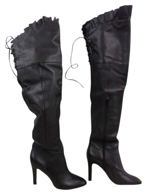 8, Kelsi Dagger Over-the-Knee Black Napa Leather Boots  Designer Chic & Sexy. - Image 1 of 4