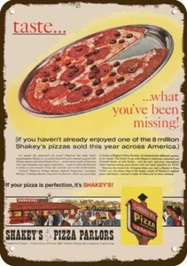 1966 SHAKEY'S PIZZA PARLOR Restaurant Vintage-Look DEKO REPLIK BLECHSCHILD - Bild 1 von 1