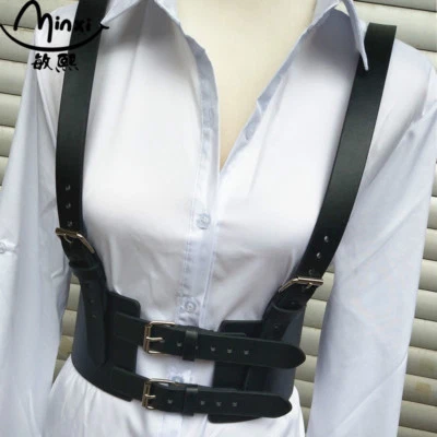 Corset Waist Waistband Punk Retro Ladies Wide PU Leather Vest Belt Adjustable - Image 1 of 4
