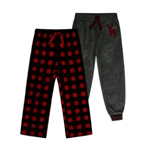 NWT 2-Pack Boys 12-14 Pajama Pants PJ Jogger GRAY Deer RED Plaid Pajamas - Picture 1 of 4