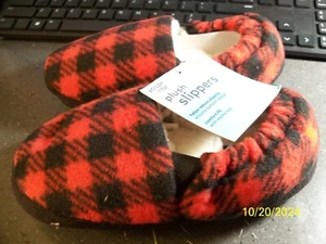 Stride Rite Hausschuhe Fleece innen gepolstert Unisex Gr. 11-12 rot kariert - Bild 1 von 6