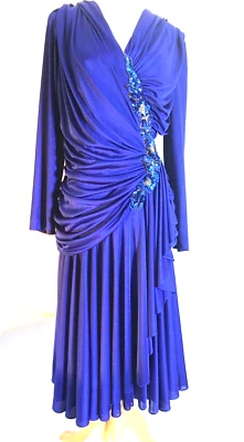 Vintage Ruched Asymmetrical Dress Abby Kent Evening Gown 80s Formal Party Prom - Image 1 of 4