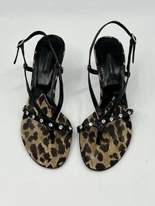 Dolce Gabbana Strappy Sandals Size US 7.5 EU 37.5 Heel Animal Print Ankle Strap - Picture 1 of 12