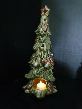 Vintage Ceramic Pine Christmas Tree Incense Burner/Tea Light Holder