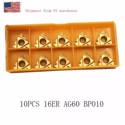 GBJ-CNC 20pcs 16ER AG60 Carbide Insert Threading Inserts For SER1616H16 Lathe Holder New