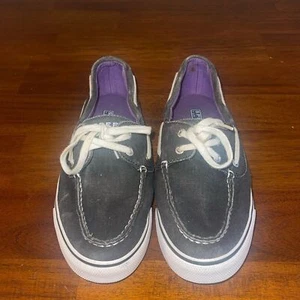 Sperry Ladies Bahama Canvas Shoes Boat Top Sider Size 7.5M 9771619 Grey - Picture 1 of 11