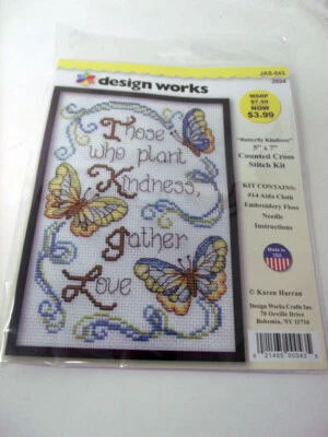 Design Works BUTTERFLY KINDNESS Counted Cross Stitch Kit 5" x 7" - Image 1 of 3