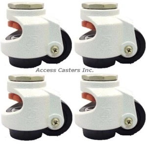 25P80S4 Set of 4, 2 1/2" Leveling Swivel Caster Nylon Wheel Hexagon Top Plate - Picture 1 of 2