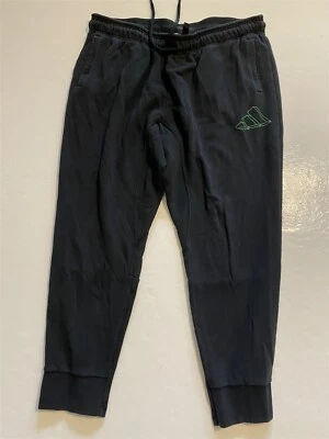 adidas I Am Sport 2XL Men's Black w/ Green 3 Stripe Knit Joggers Sweats GM6354 - Image 1 of 4