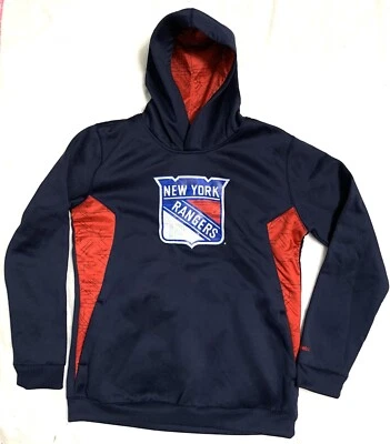 ТОЛСТОВКА С КАПЮШОНОМ REEBOK FACE OFF НХЛ НЬЮ-ЙОРК РЕЙНДЖЕРС РАЗМЕР XL МОЛОДЕЖНАЯ - Изображение 1 из 4