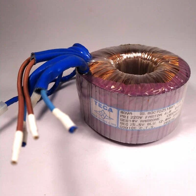 Trasformatore toroidale TECA TR0056 220V 80VA 18V 25,5V - Immagine 1 di 2