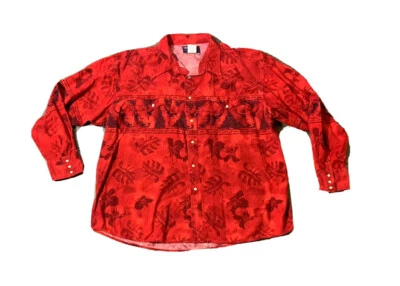 Camisa a Presión De Colección Wrangler Para Hombres Estampado Toro Occidental Floral Perla Talla 2XL Foto 1 de 4