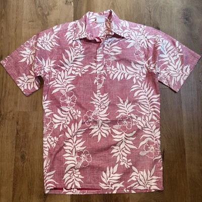 Camisa Go Barefoot Para Hombres Hawaiana Estampado Reverso Floral Pullover Rojo De Colección S/S Pequeña Foto 1 de 4
