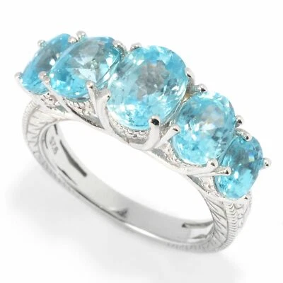 Anillo Meher's Joyería Plata Esterlina Ovalado Circón Azul Piedras Preciosas Foto 1 de 4