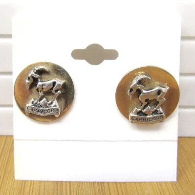 Swank Zodiac Cuff Links Capricorn Goat Symbol Astrology Sign Vintage Pair - Image 1 of 4